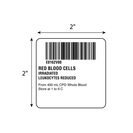 Nevs ISBT 128 Red Blood Cells 2" x 2" BBC-0162